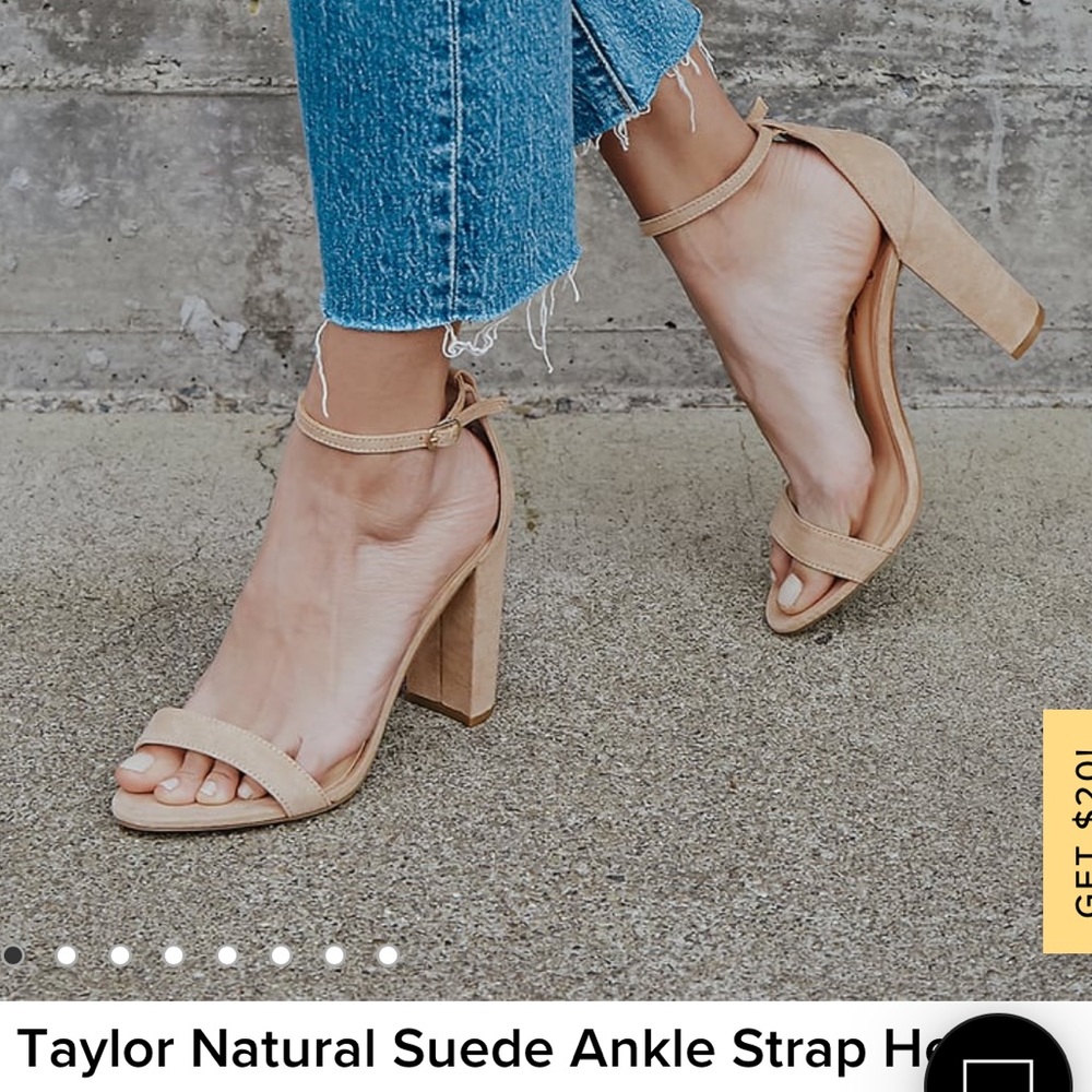 Lulus Taylor Beige Suede Ankle Strap Heels Size 5